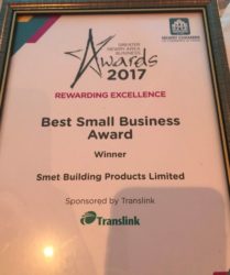 SMET wins Best Small Business Award 2017_presented by Translink_